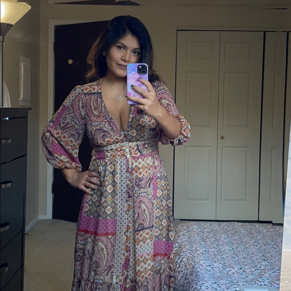 ZARA bloggers favorite multicolor Paisley print dress size small NWT - Picture 4 of 8
